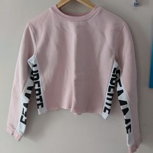 Topshop cropped sweater pink and white
